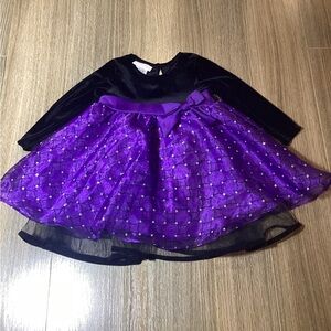 Bonnie Baby Purple and Black velvet Chiffon Kids Dress- size 18 M - NWOT‎